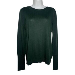 Sibel Saral Egyptian Cotton Knit Sweater Pullover Crew Neck Deep Green XS